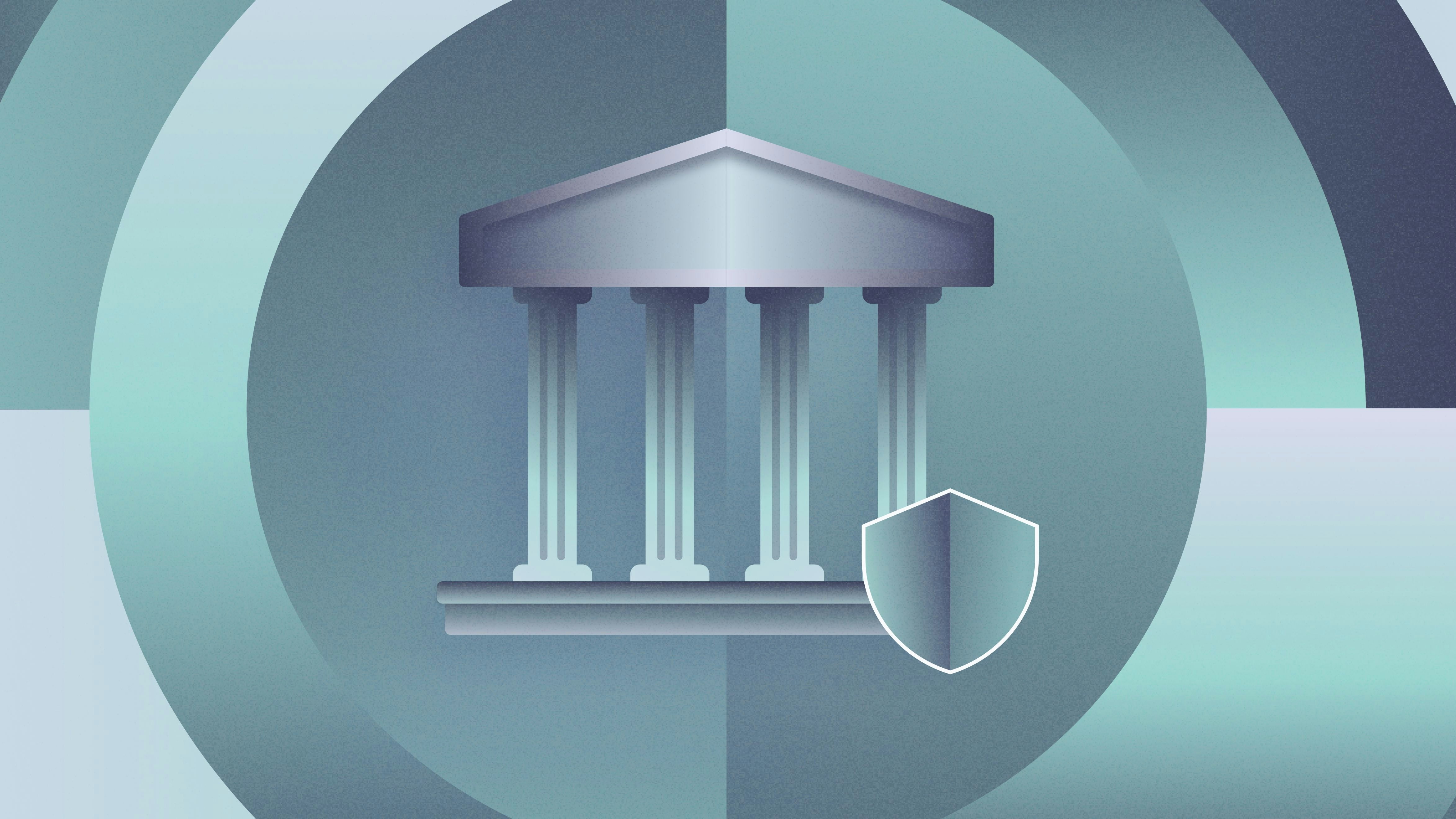 Columns in front of bank