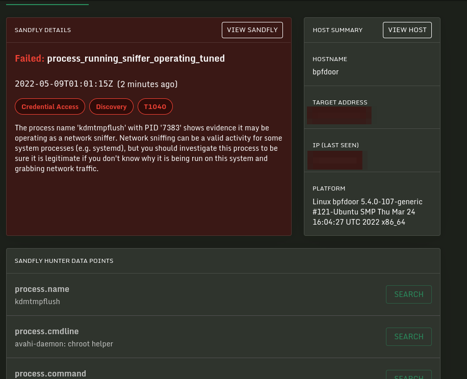 BPFDoor sniffer detected.