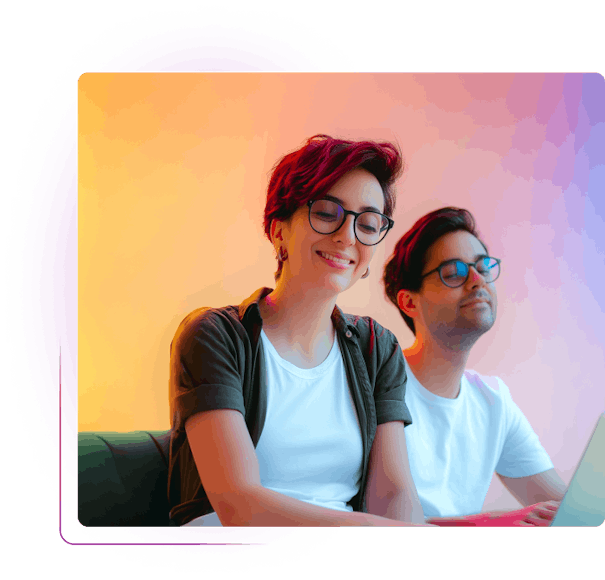 Woman and man sitting on the couch