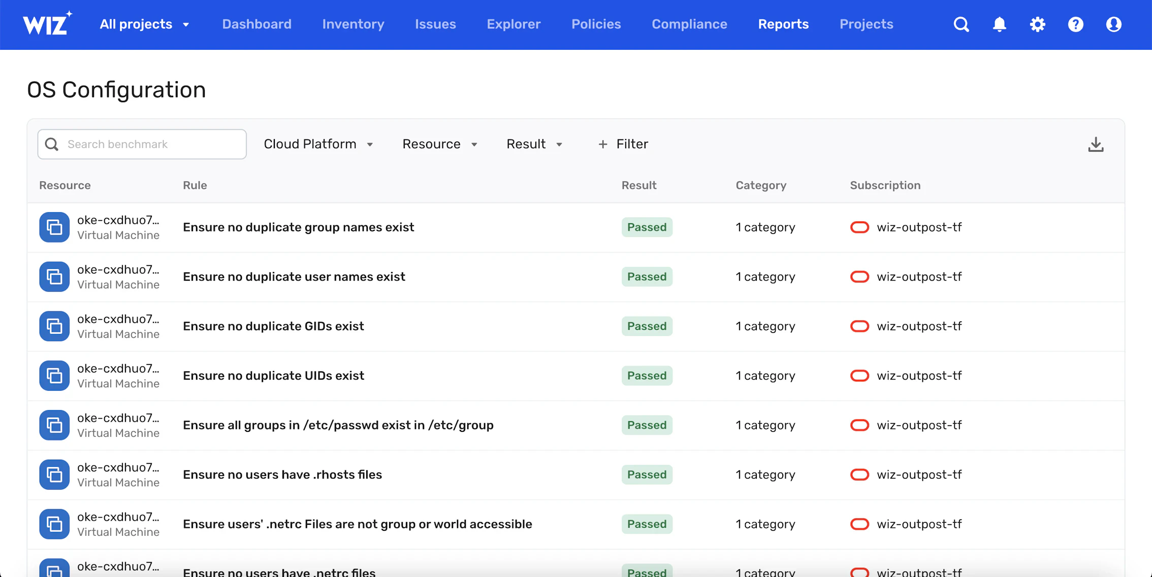 에이전트 없는 호스트 구성 분석 interface screenshot